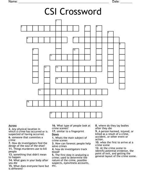 csi crossword puzzle